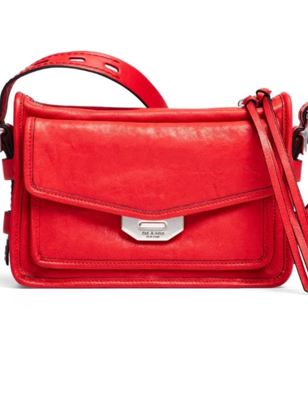 rag & bone Red Small Field Messenger Leather Bag Never Used